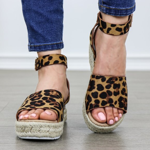 Leopard Espadrille Platform Comfort Sandal - Picture 6 of 8